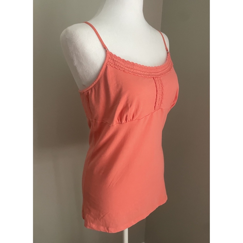 American‎ Eagle Y2K Spaghetti Strap Babydoll Tank Top Women L Coral Lace Cotton - Picture 2 of 13